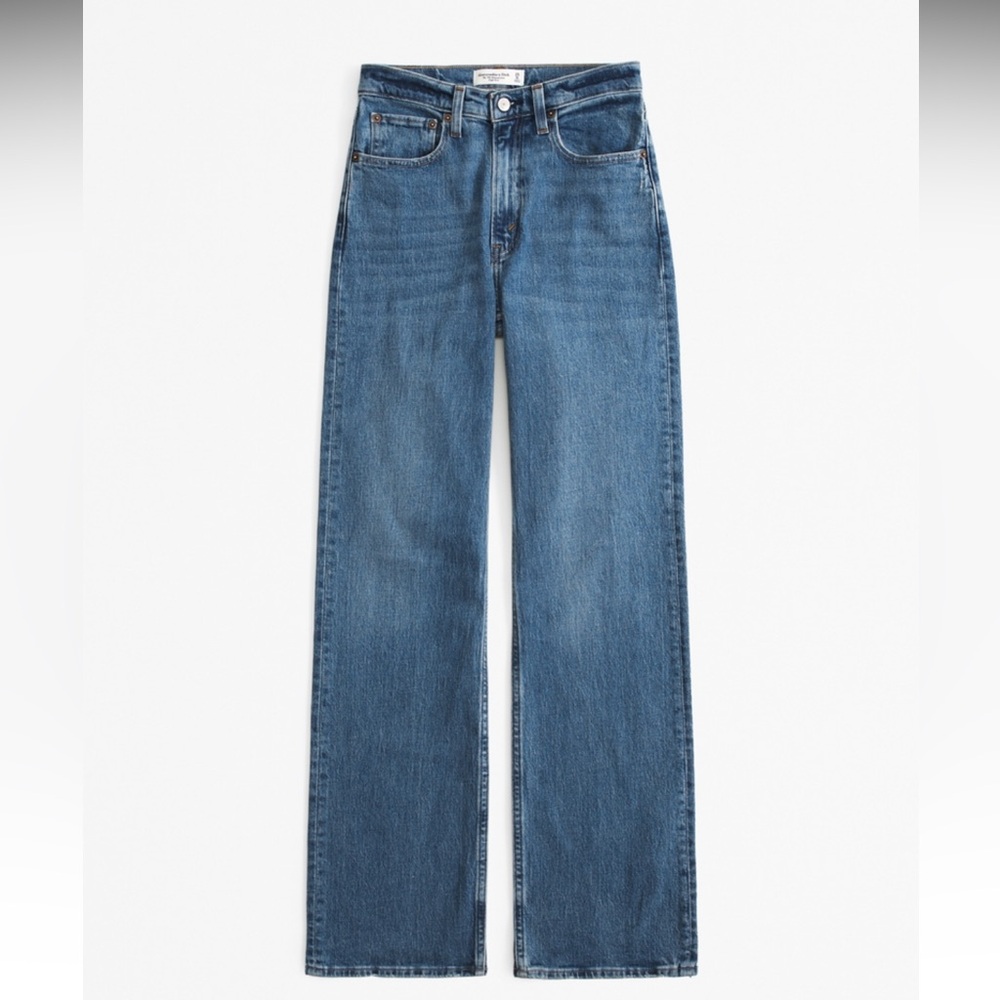 Abercrombie 90s Relaxed High Rise Distressed Back Hem Jeans Size 00/24 LONG - Picture 9 of 10